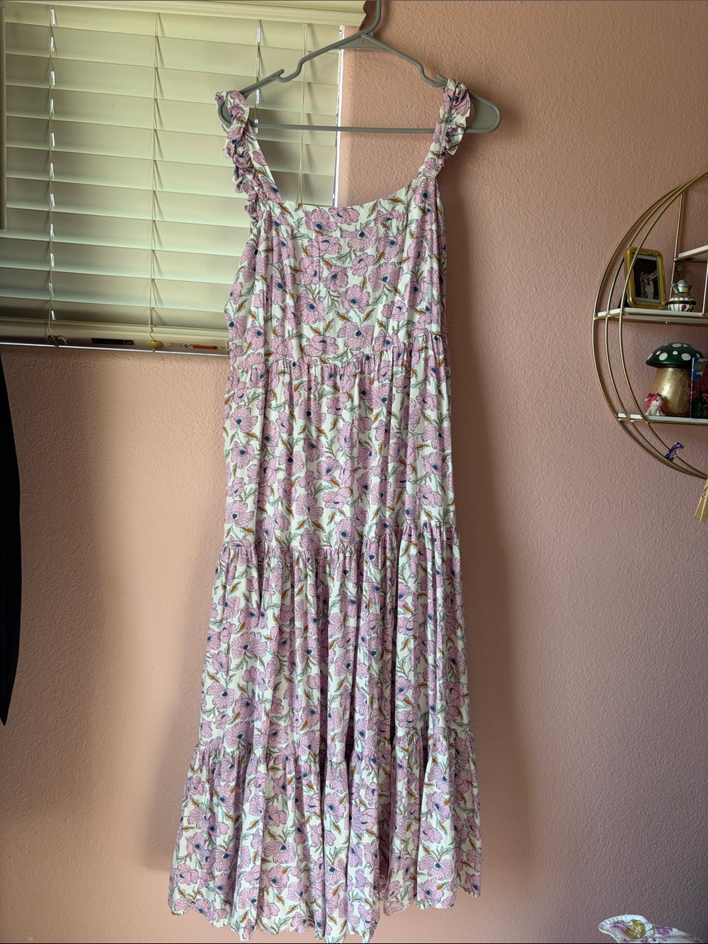 Floral Pink Tiered Sundress with Ruffle Straps